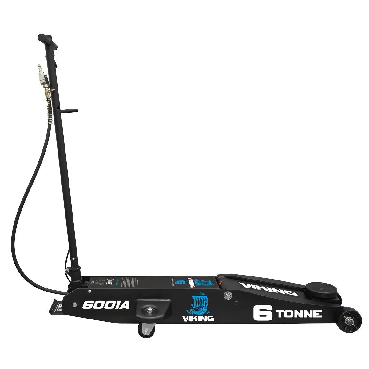 Sealey Viking Professional Long Reach Air/Manual Operation Trolley Jack with Rocket Lift 6 Tonne White Rose Tools