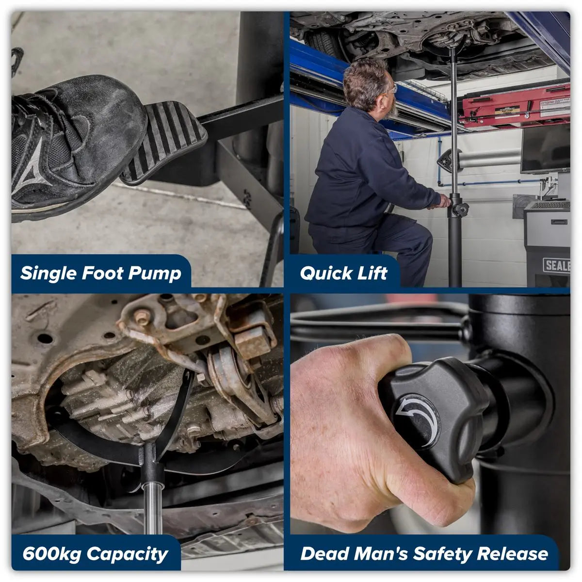 Sealey Viking Vertical Transmission Jack with Quick Lift 600kg - White Rose Tools