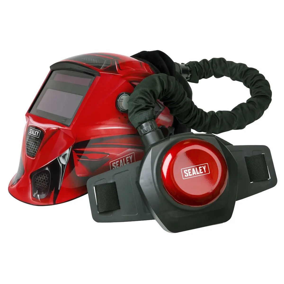 Sealey Welding Helmet with TH2 Powered Air Purifying Respirator (PAPR) Auto Darkening White Rose Tools