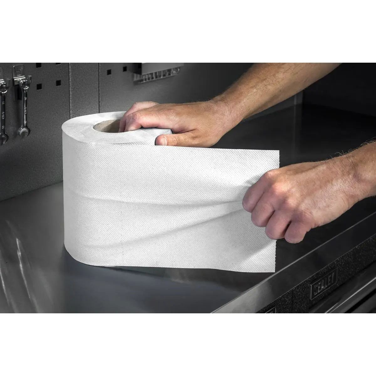 Sealey White Embossed 2-Ply Paper Roll 60m - Pack of 6 White Rose Tools