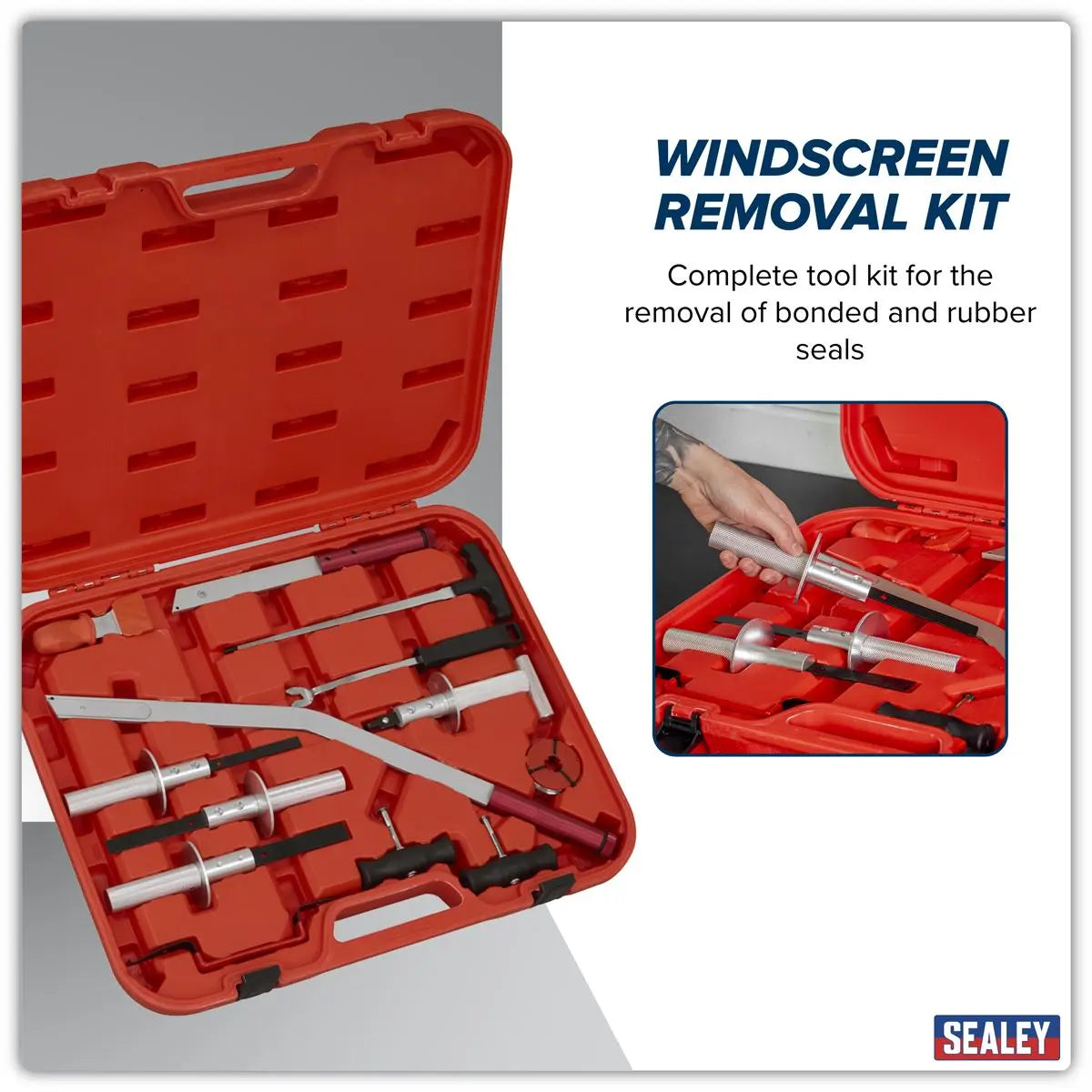 Sealey Windscreen Removal Tool Kit 14pc White Rose Tools