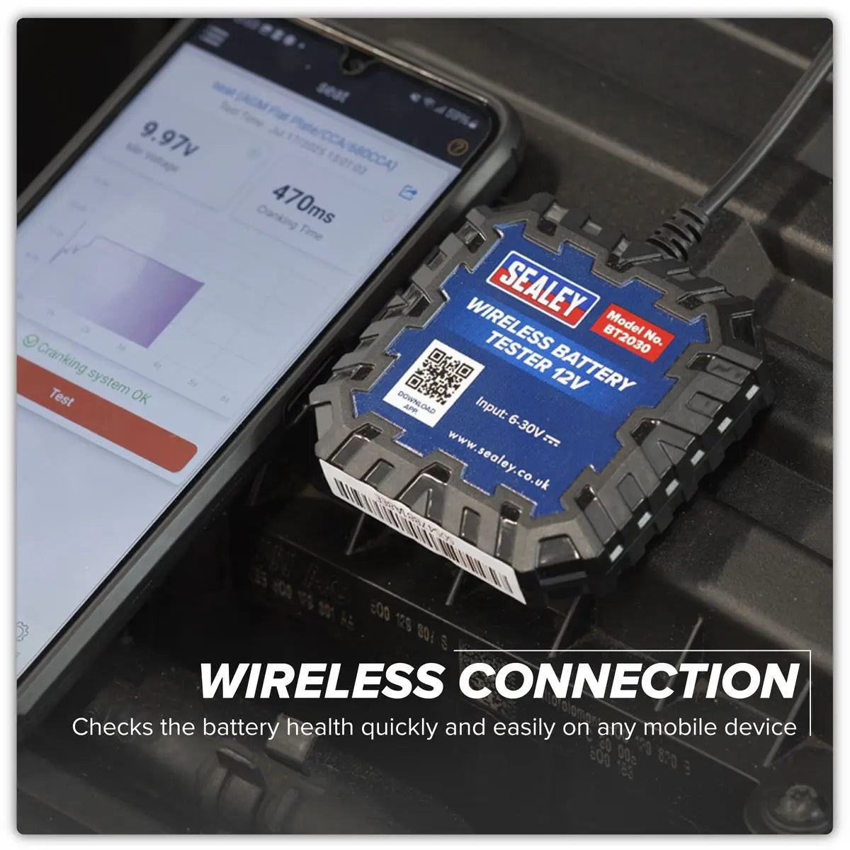 Sealey Wireless Battery Tester 12V  White Rose Tools