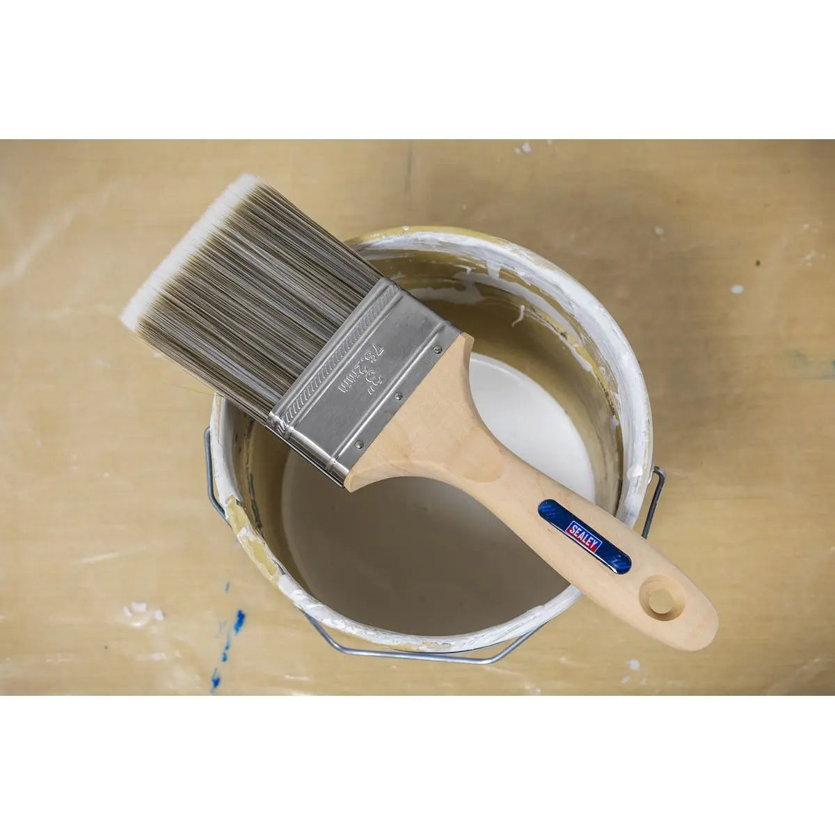 Sealey Wooden Handle Paint Brush 76mm  White Rose Tools