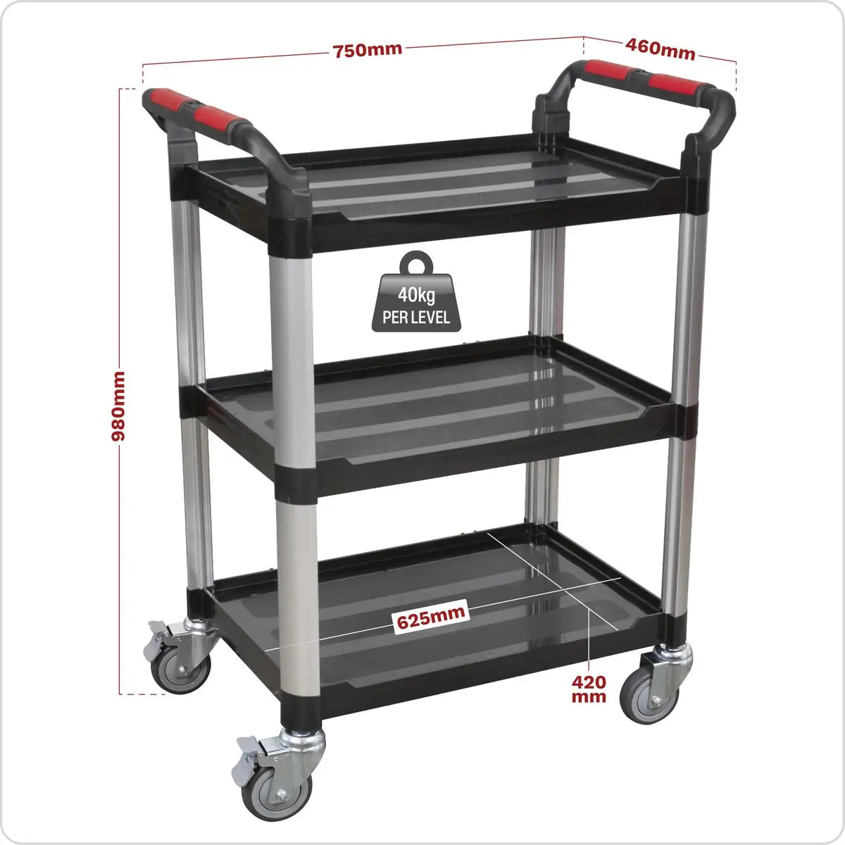 Sealey Workshop Trolley 3-Level Composite - 3 Wall