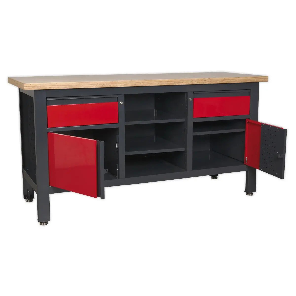 Sealey Workstation with 2 Drawers, 2 Cupboards & Open Storage