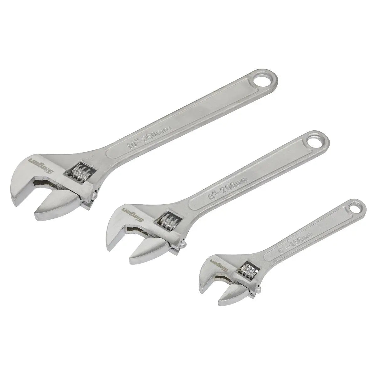 Siegen by Sealey Adjustable Wrench Set 3pc 150, 200 & 250mm