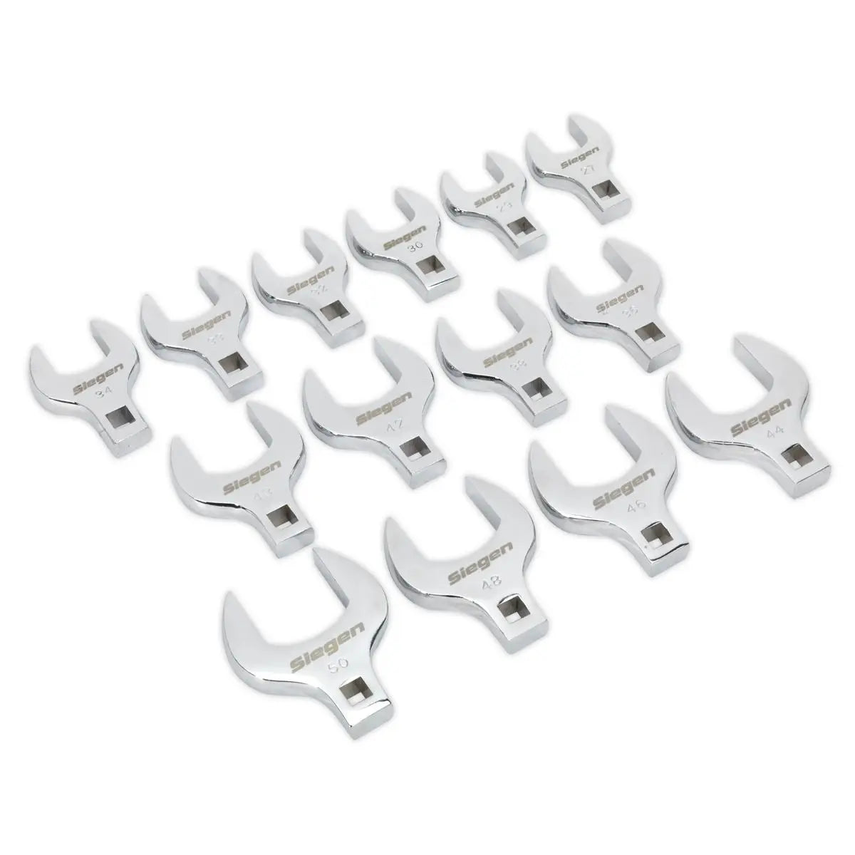 Siegen by Sealey Crow's Foot Open End Spanner Set 14pc 1/2"Sq Drive Metric