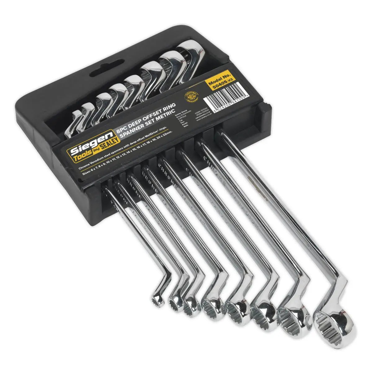 Siegen by Sealey Deep Offset Ring Spanner Set 8pc Metric