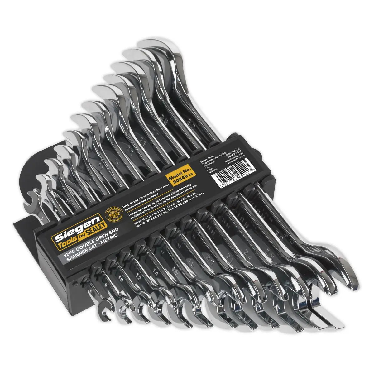 Siegen by Sealey Double Open-End Spanner Set 12pc Metric