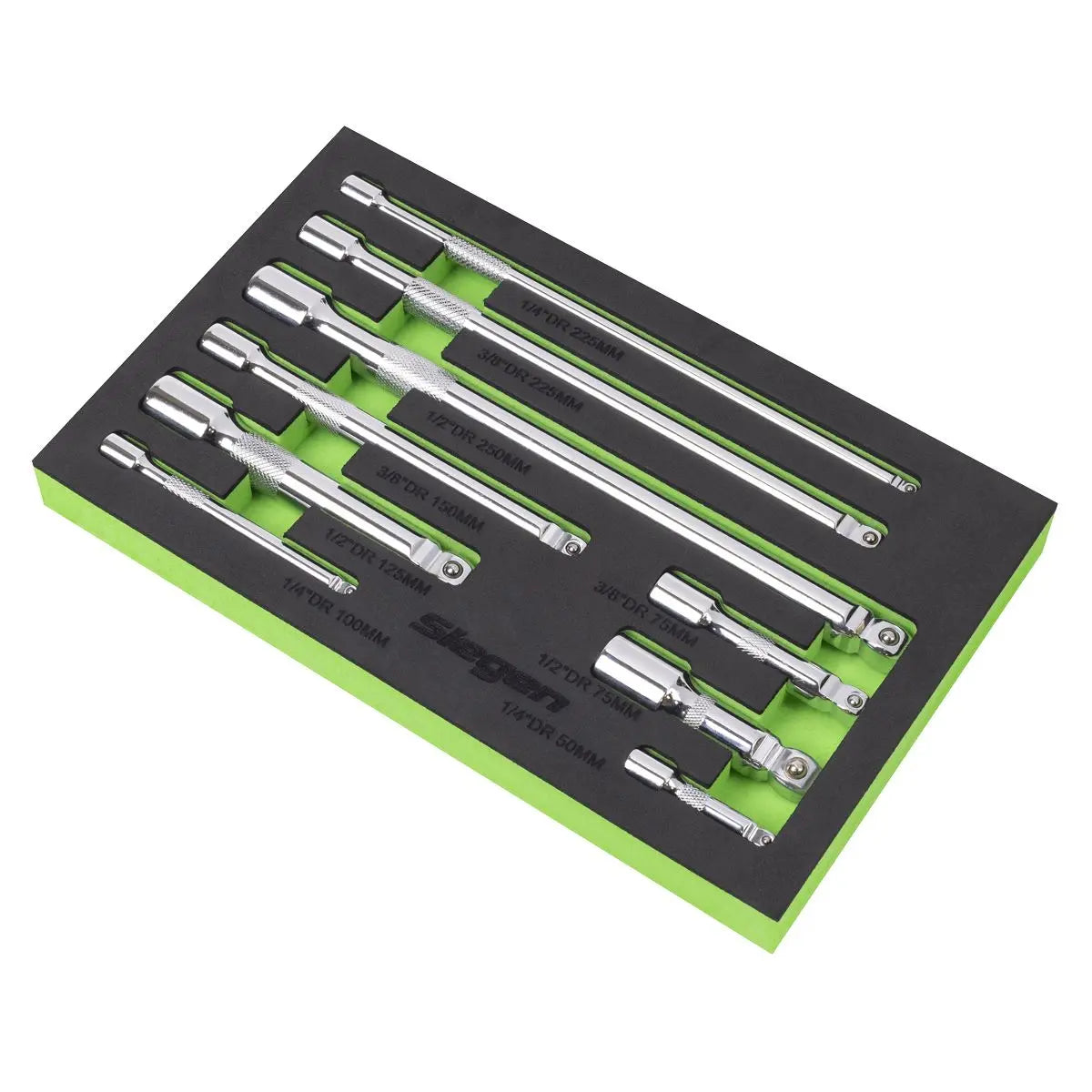 Siegen by Sealey Extension Bar Set 1/4", 3/8" & 1/2"Sq Drive 9pc  White Rose Tools