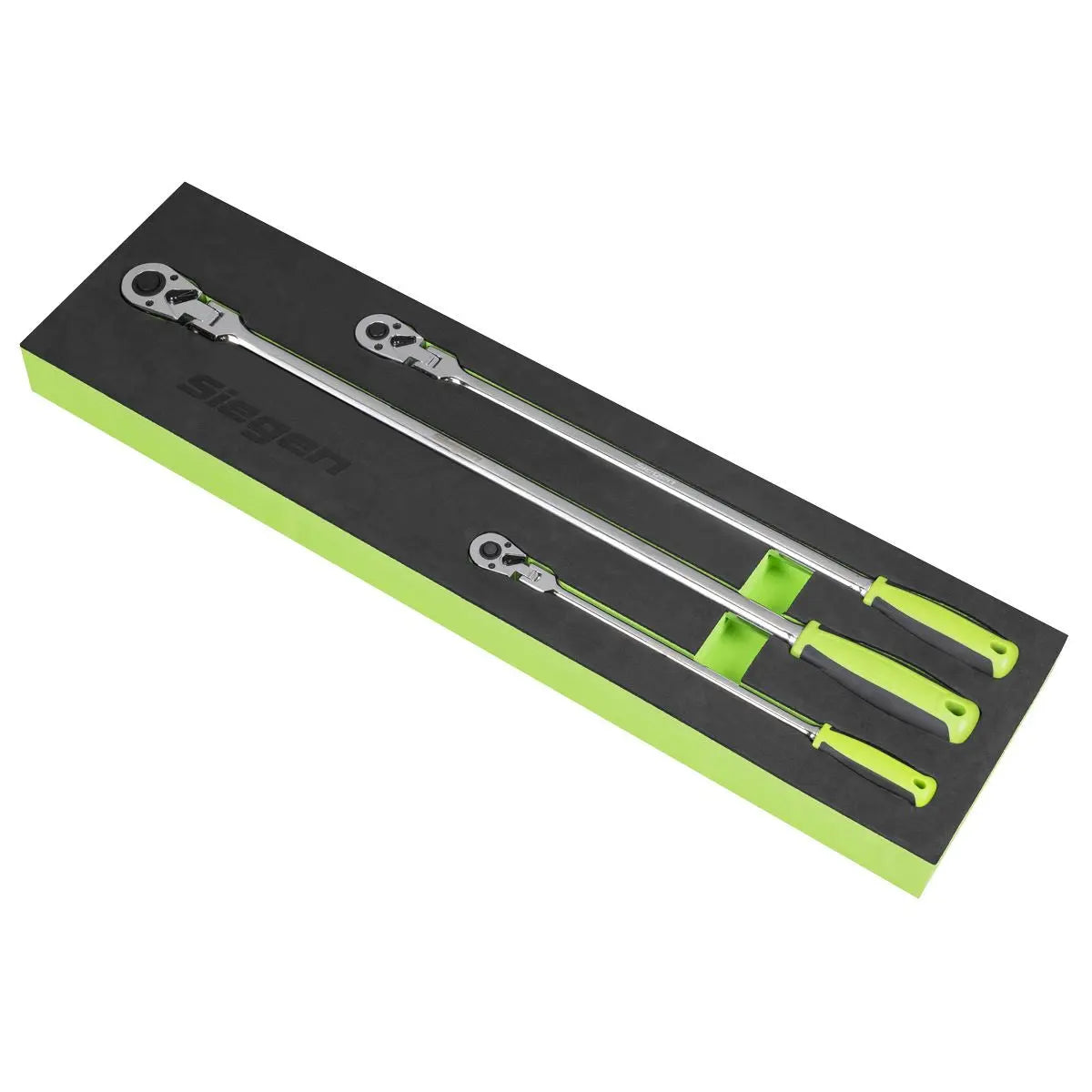 Siegen by Sealey Extra-Long Flexi-Head Ratchet Wrench Set 3pc White Rose Tools