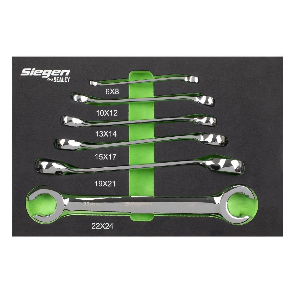 Siegen by Sealey Flare Nut Spanner Set in EVA Foam Tray 6pc White Rose Tools