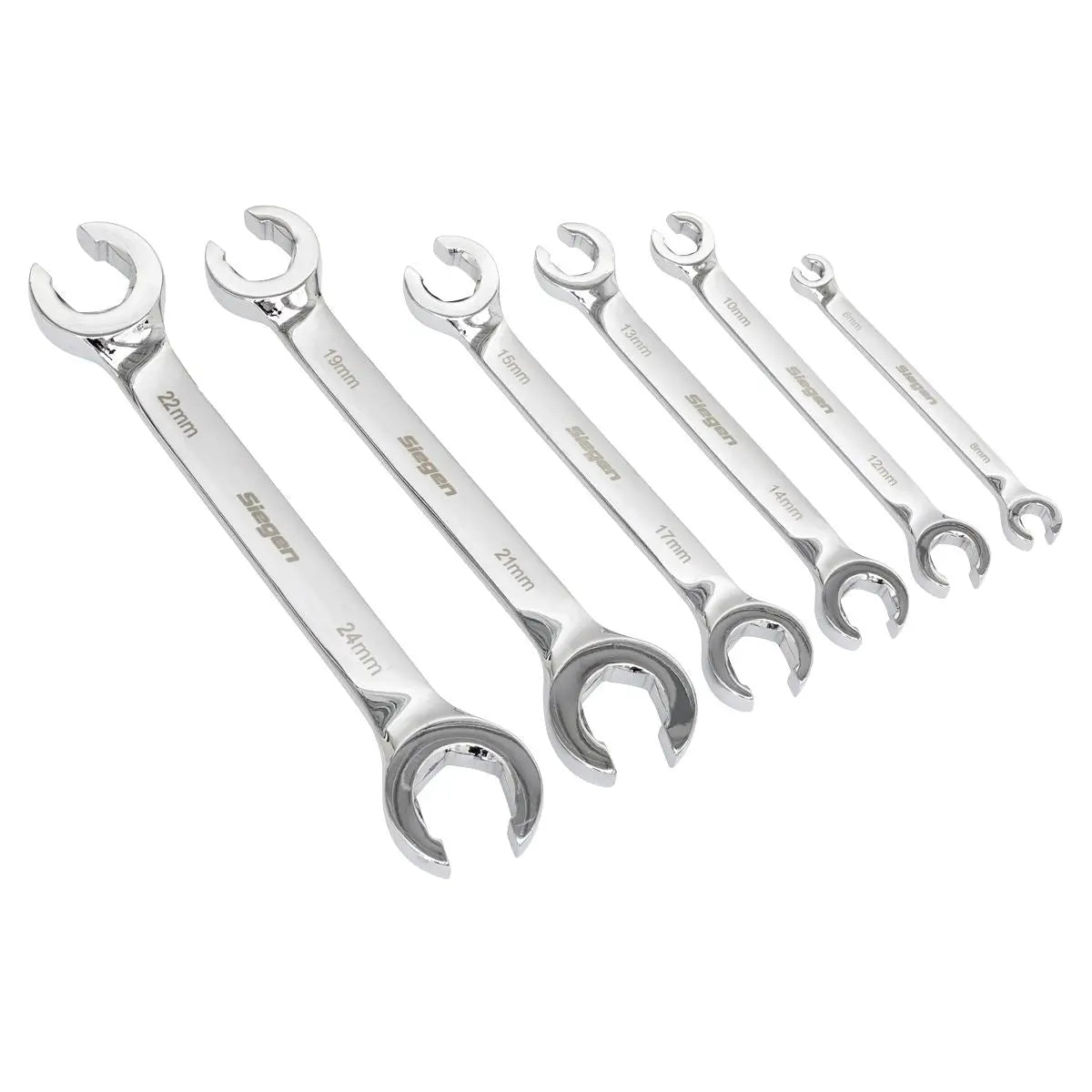 Siegen by Sealey Flare Nut Spanner Set in EVA Foam Tray 6pc White Rose Tools