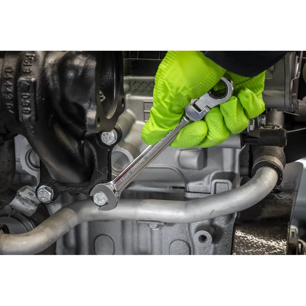 Siegen by Sealey Flexi-Head Combination Ratchet Spanner Set 15pc White Rose Tools