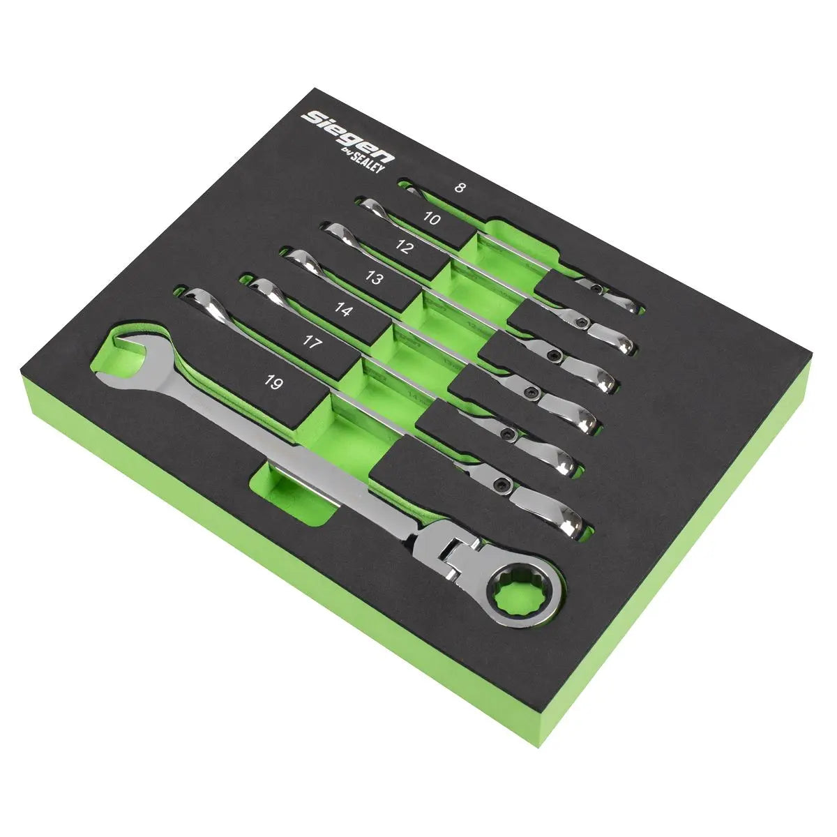 Siegen by Sealey Flexi-Head Combination Ratchet Spanner Set 7pc