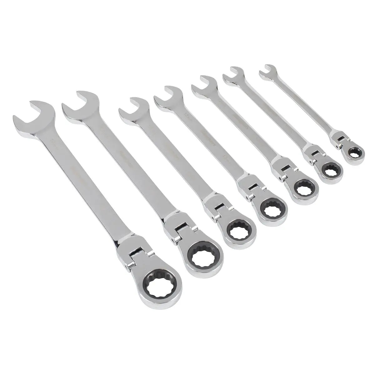 Siegen by Sealey Flexi-Head Combination Ratchet Spanner Set 7pc