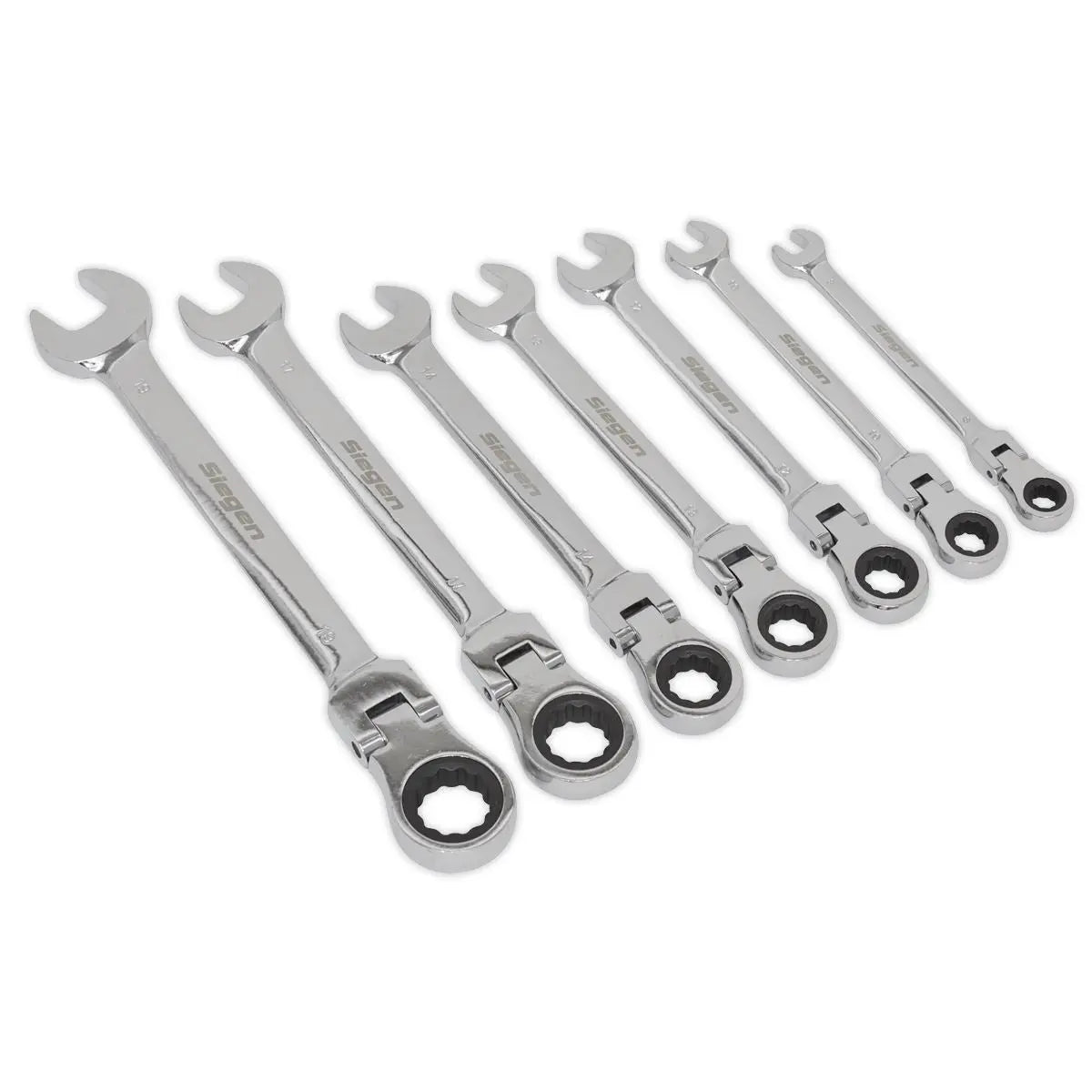 Siegen by Sealey Flexi-Head Combination Ratchet Spanner Set 7pc