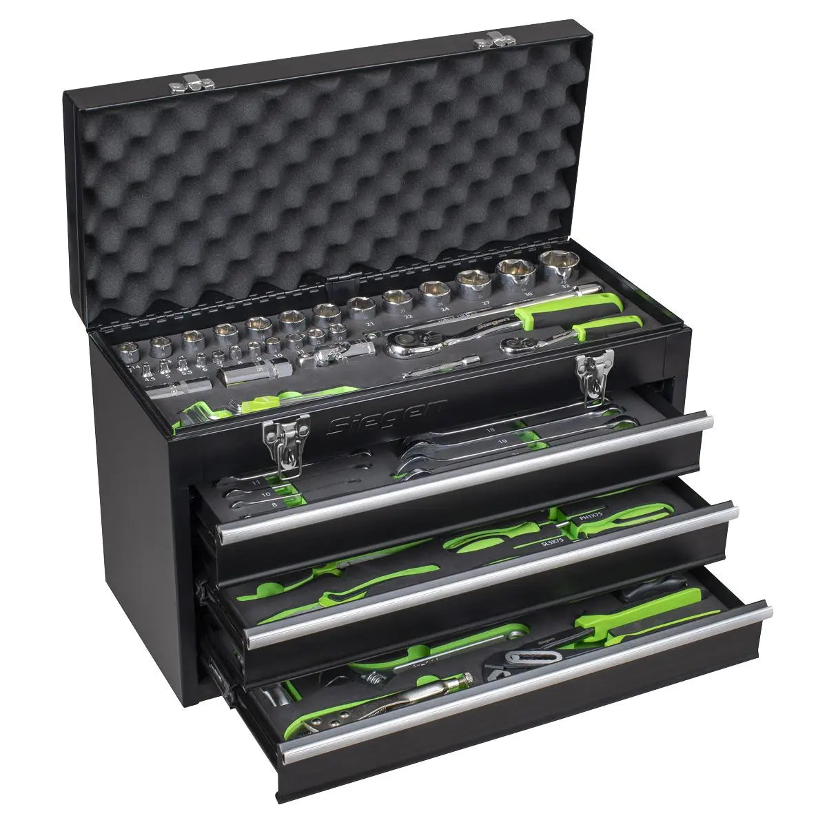 Siegen by Sealey Portable Tool Chest 3 Drawer with 98pc Tool Kit  White Rose Tools