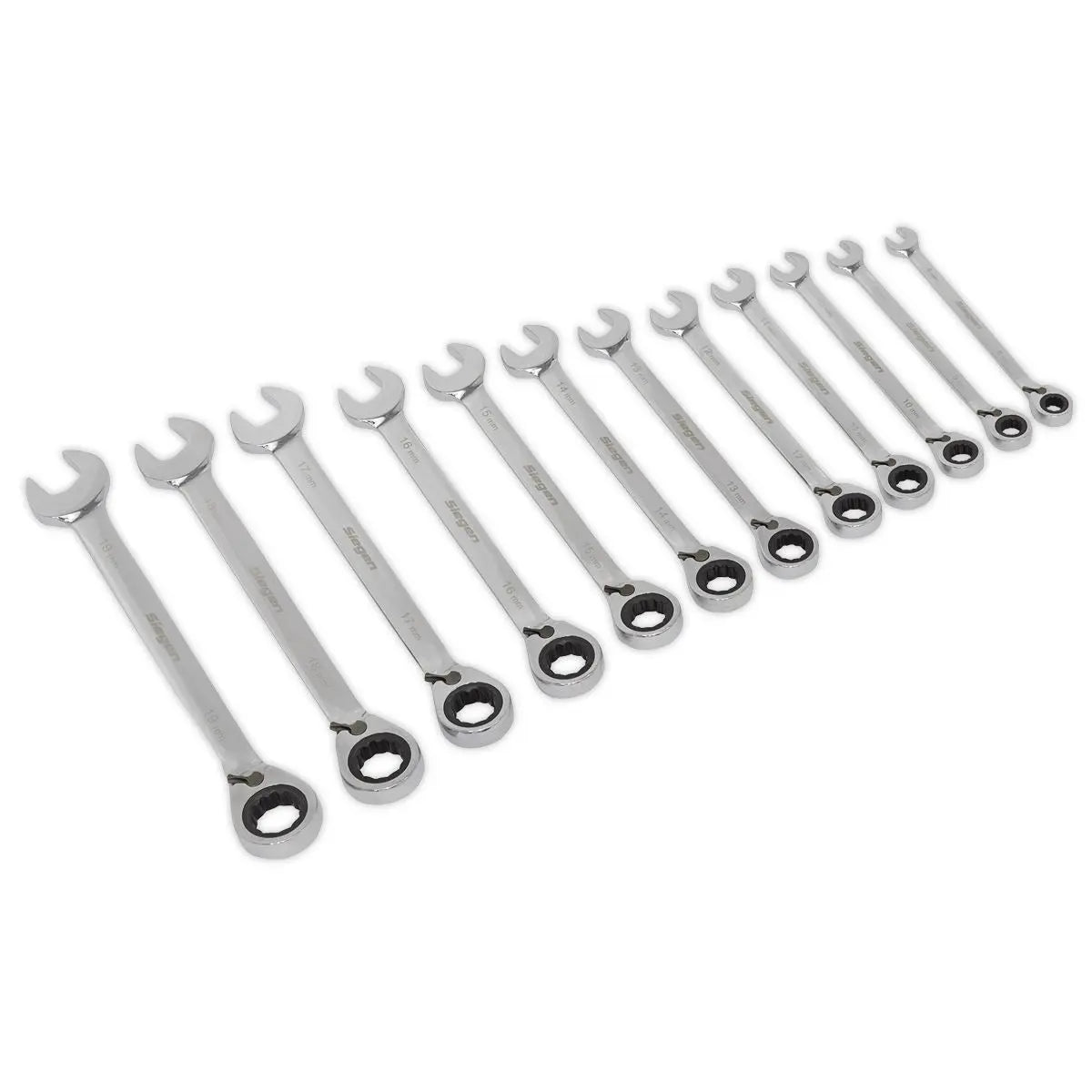 Siegen by Sealey Reversible Ratchet Combination Spanner Set 12pc Metric