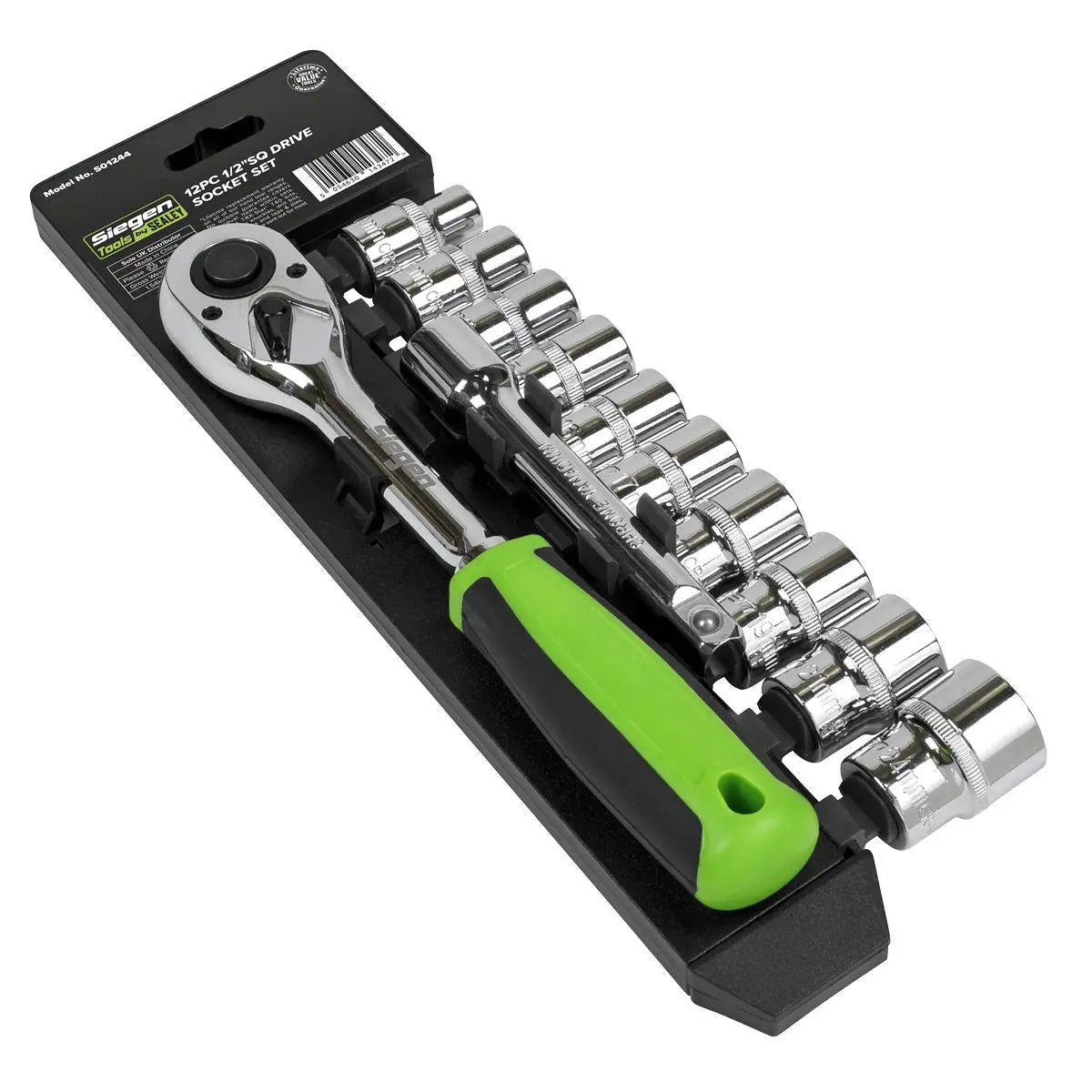 Siegen by Sealey Socket Set 12pc 1/2"Sq Drive WallDrive® Metric