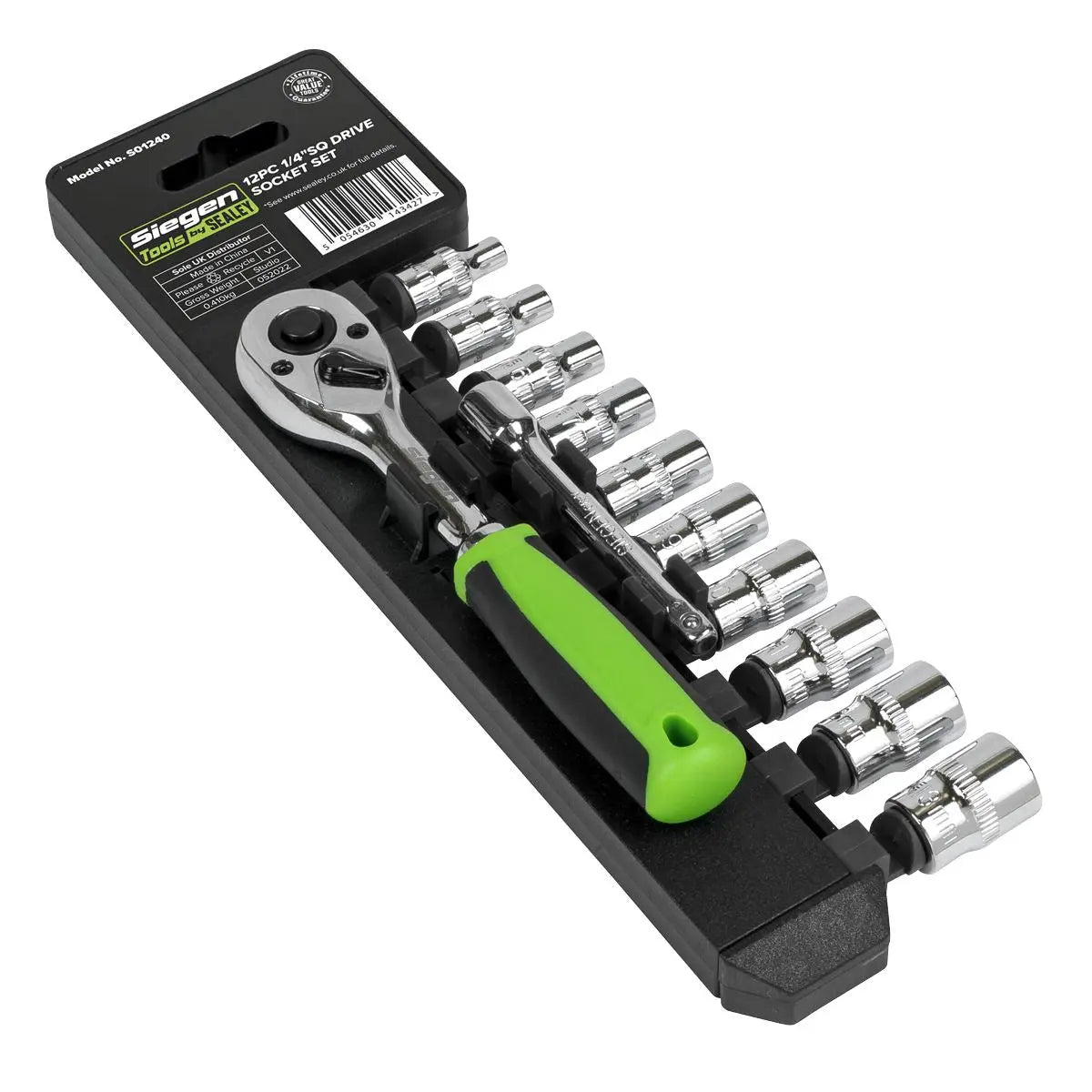 Siegen by Sealey Socket Set 12pc 1/4"Sq Drive WallDrive® Metric