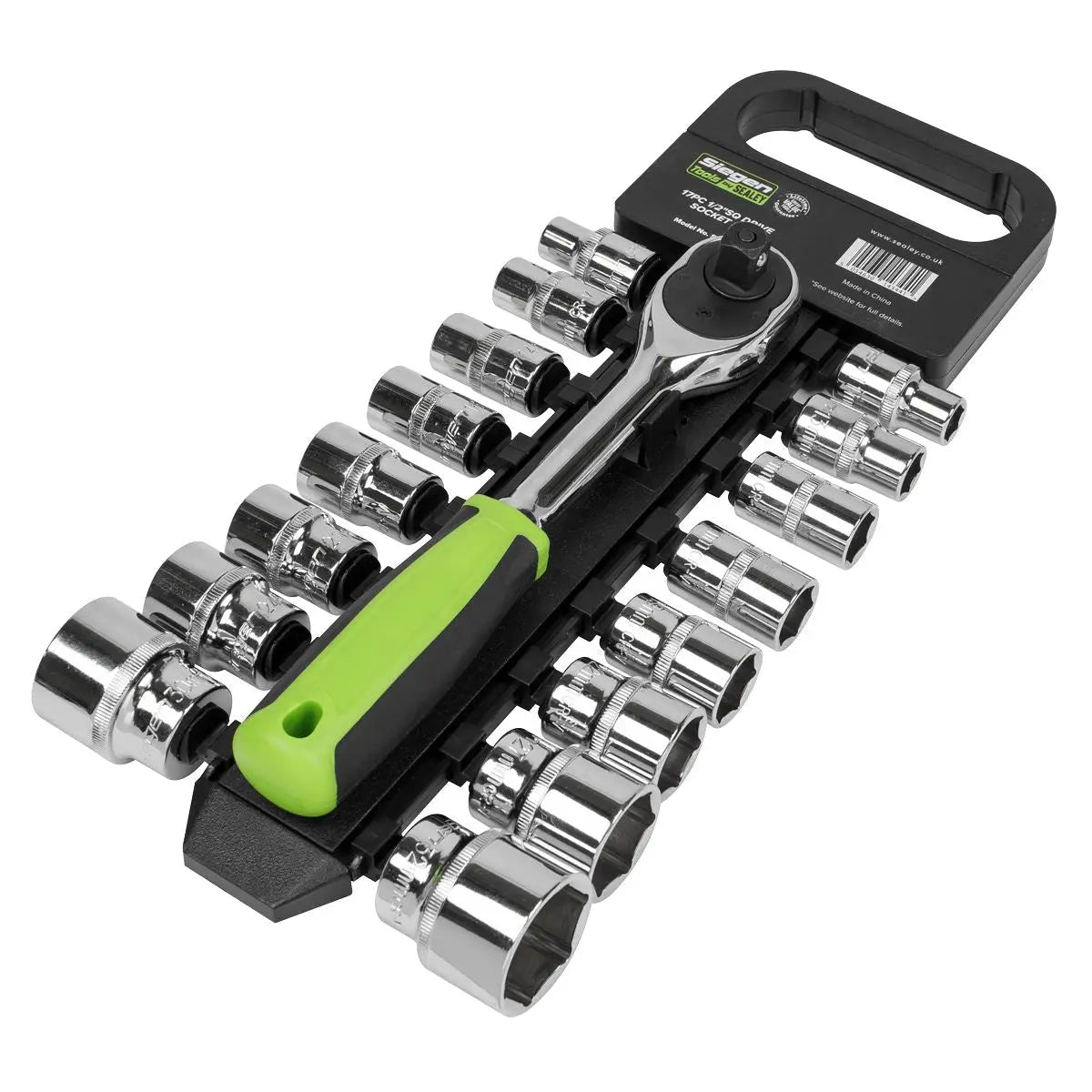 Siegen by Sealey Socket Set 17pc 1/2"Sq Drive 6pt WallDrive® Metric