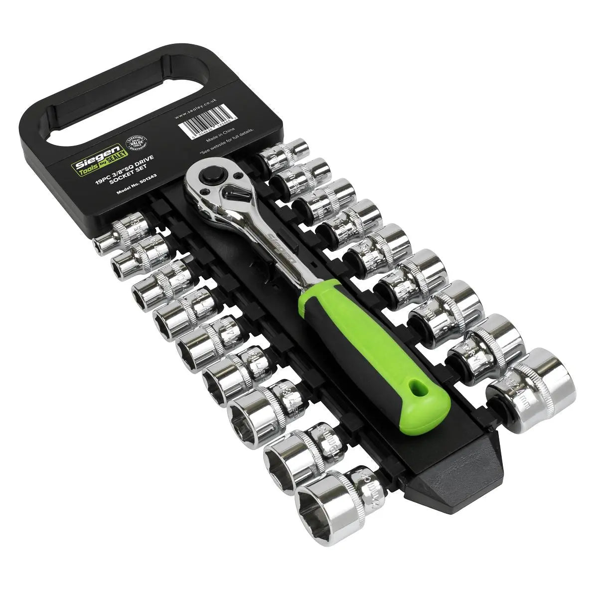 Siegen by Sealey Socket Set 19pc 3/8"Sq Drive 6pt WallDrive® Metric