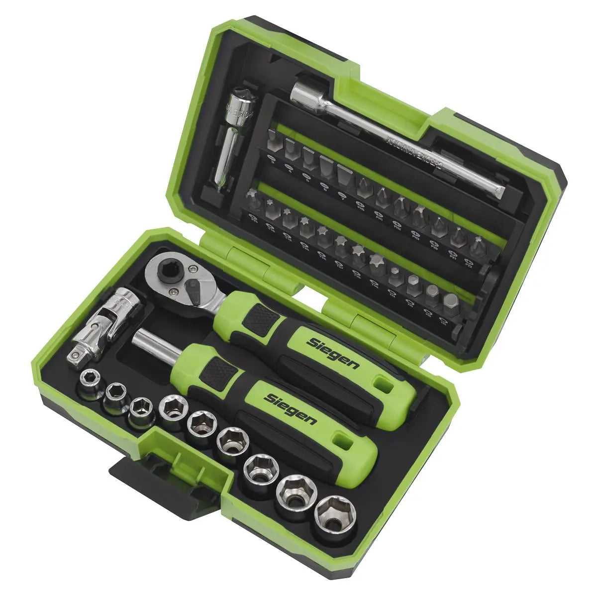 Siegen by Sealey Socket & Bit Set 38pc 1/4"Sq Drive White Rose Tools