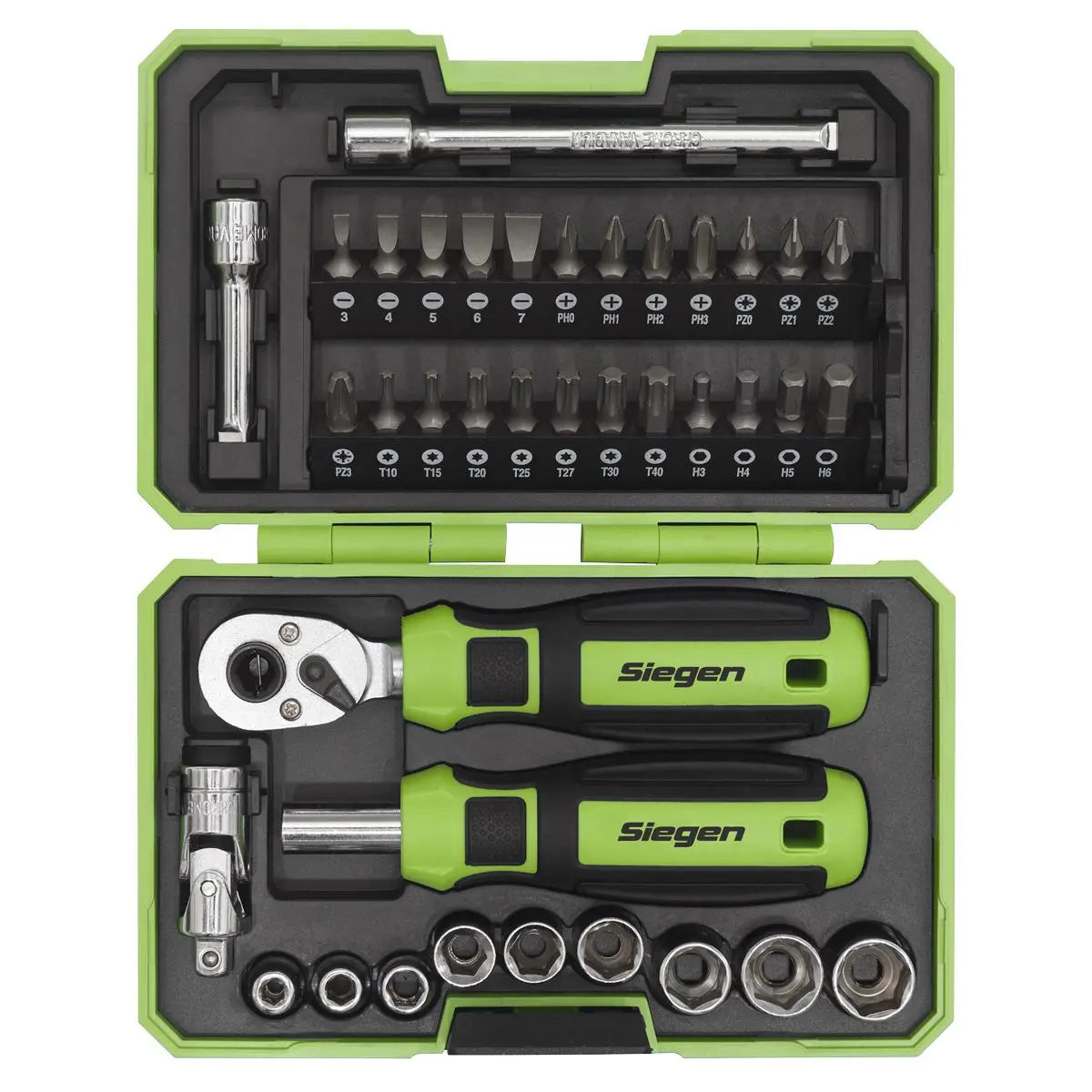 Siegen by Sealey Socket & Bit Set 38pc 1/4"Sq Drive White Rose Tools