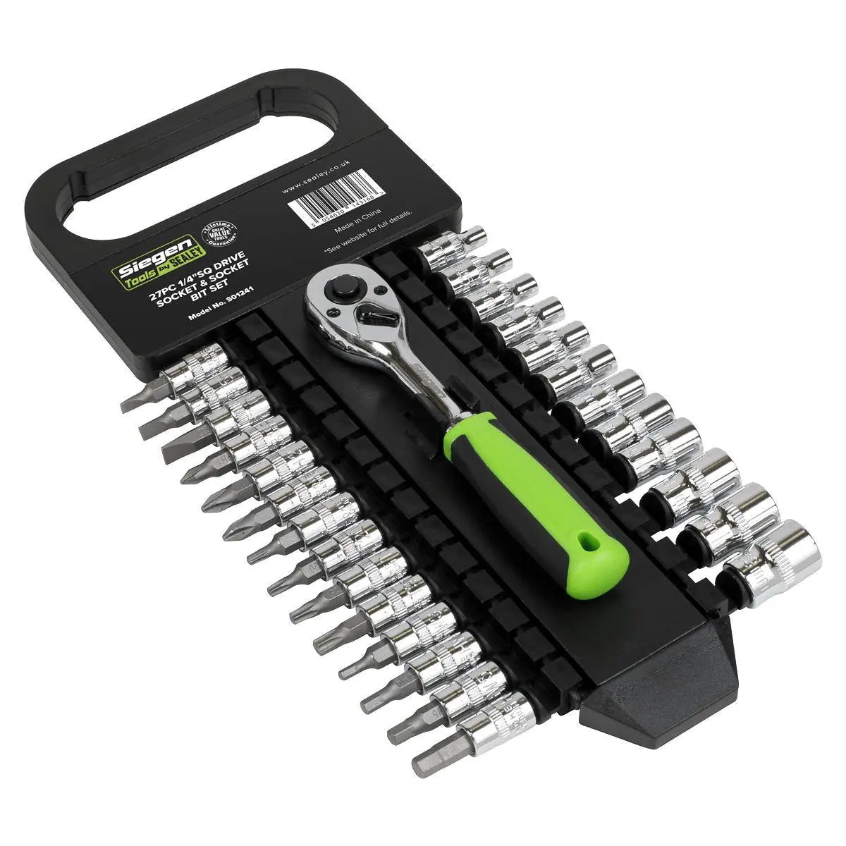 Siegen by Sealey Socket & Socket Bit Set 27pc 1/4"Sq Drive WallDrive® Metric