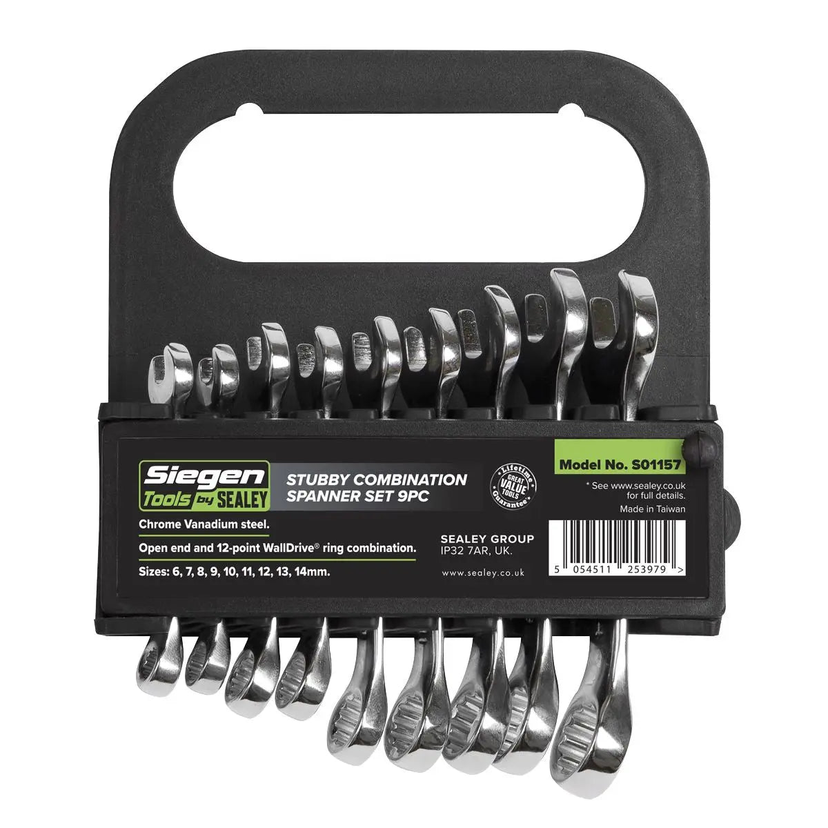 Siegen by Sealey Stubby Combination Spanner Set 9pc - Metric