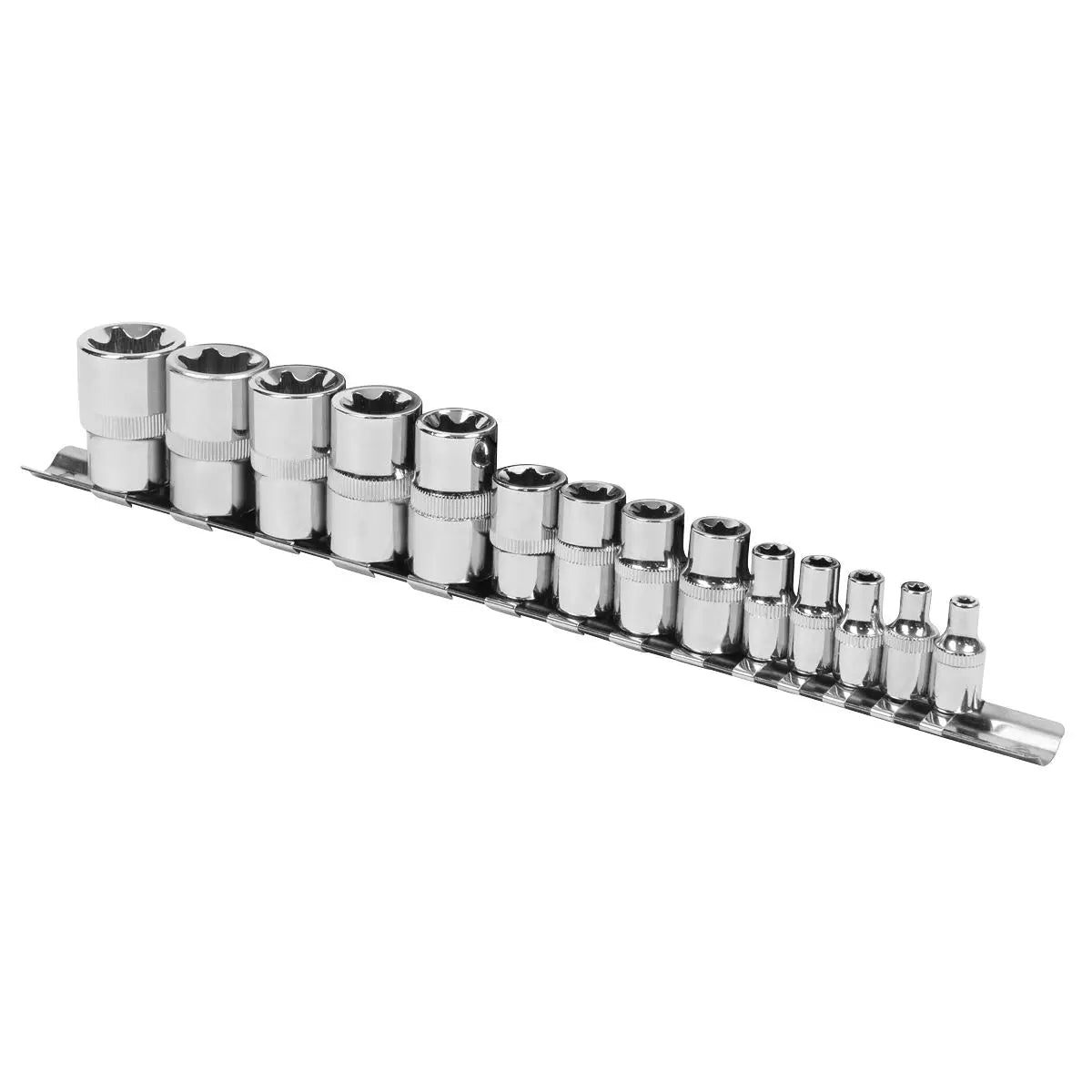 Siegen by Sealey TRX-Star* Socket Set 14pc 1/4", 3/8" & 1/2"Sq Drive E4-E24  White Rose Tools