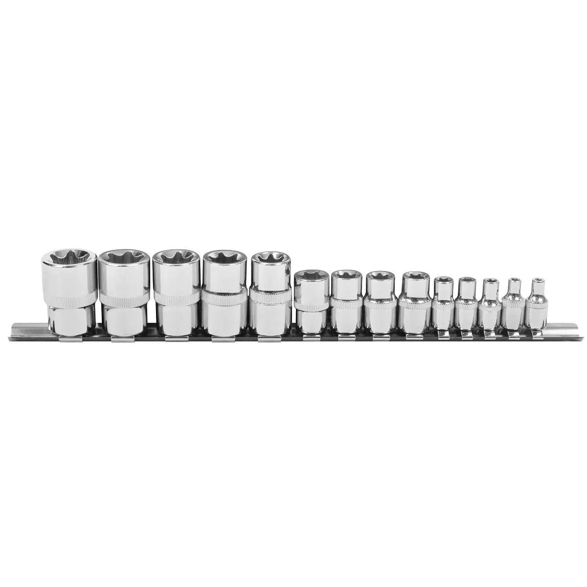 Siegen by Sealey TRX-Star* Socket Set 14pc 1/4", 3/8" & 1/2"Sq Drive E4-E24  White Rose Tools