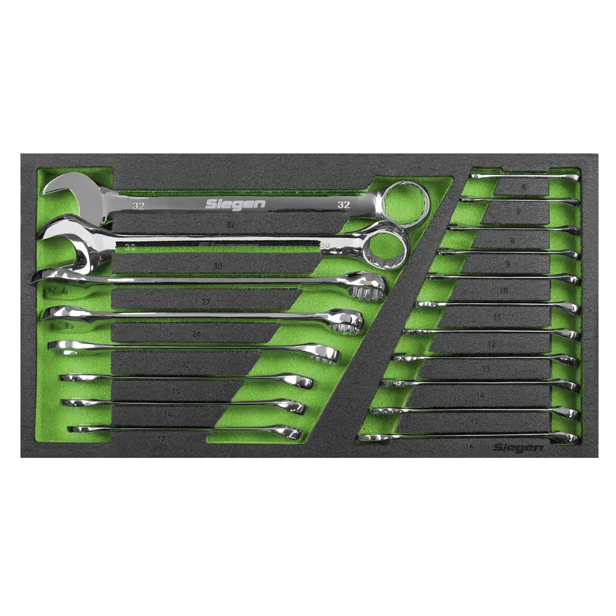 Siegen by Sealey Tool Tray with Combination Spanner Set 19pc - Metric  White Rose Tools
