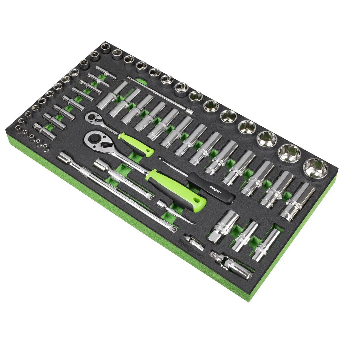 Siegen by Sealey Tool Tray with Socket Set 62pc 1/4" & 1/2"Sq Drive Metric White Rose Tools