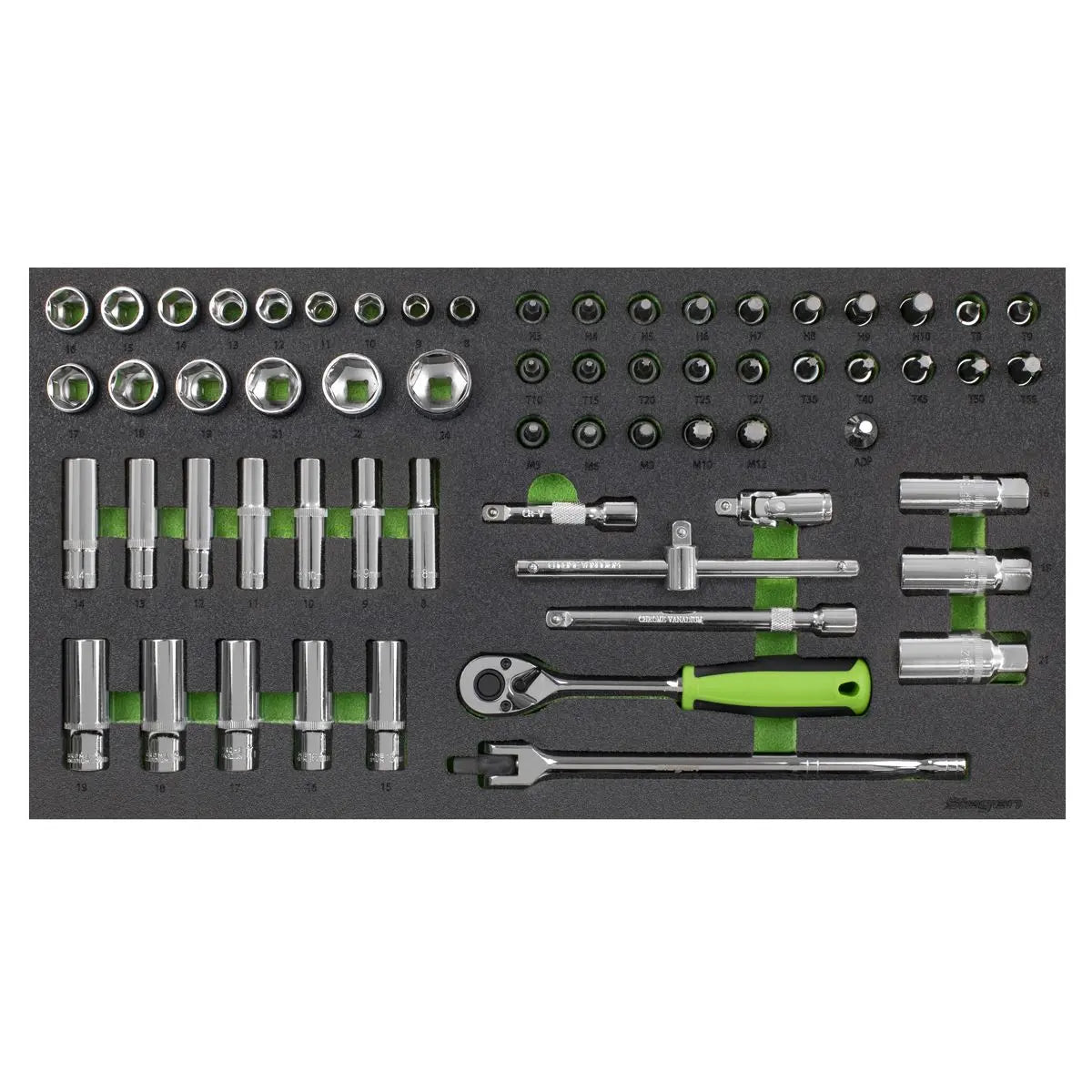 Siegen by Sealey Tool Tray with Socket Set 62pc 3/8"Sq Drive Metric  White Rose Tools