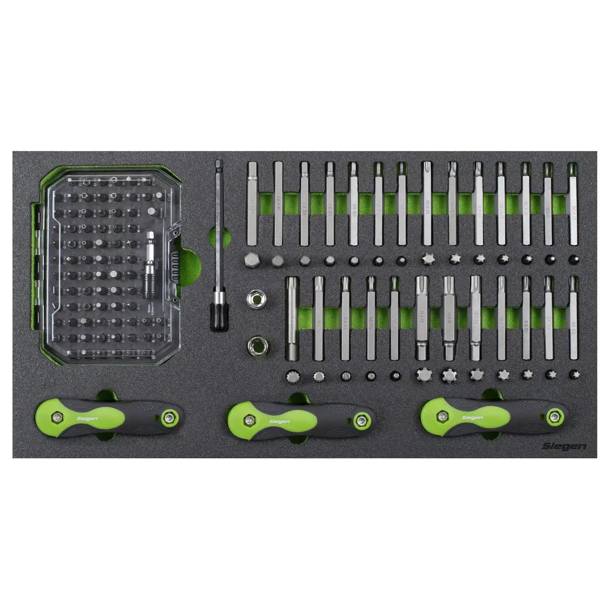 Siegen by Sealey Tool Tray with Specialised Bits & Folding Hex Keys 170pc White Rose Tools