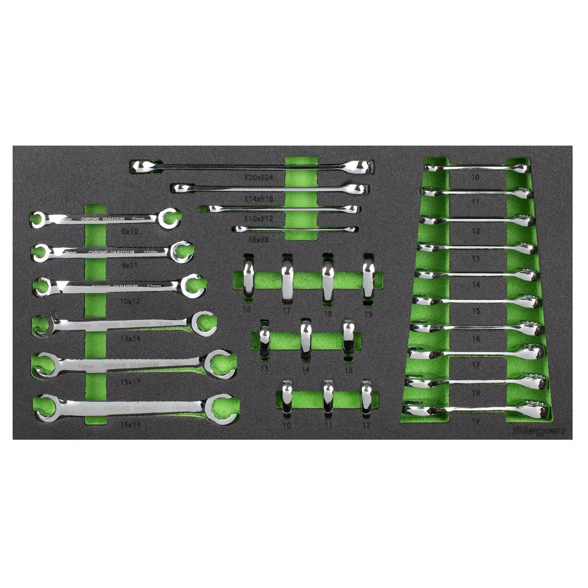 Siegen by Sealey Tool Tray with Specialised Spanner Set 30pc - Metric  White Rose Tools
