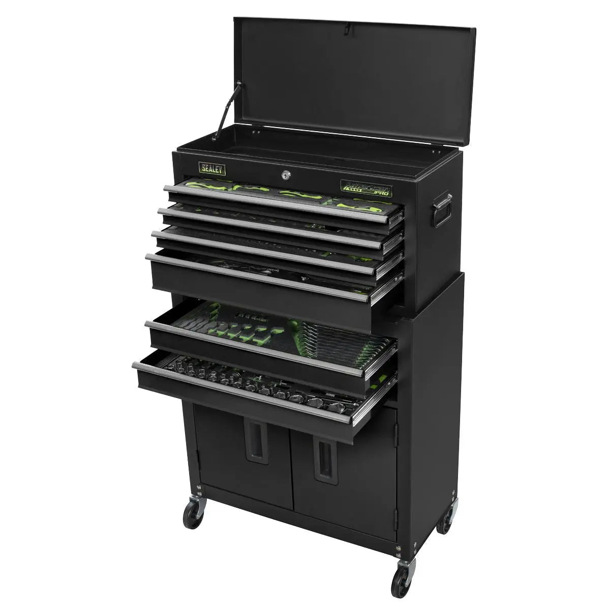 Siegen by Sealey Top Chest & Rollcab Combination 6 Drawer with Tool Kit 247pc White Rose Tools