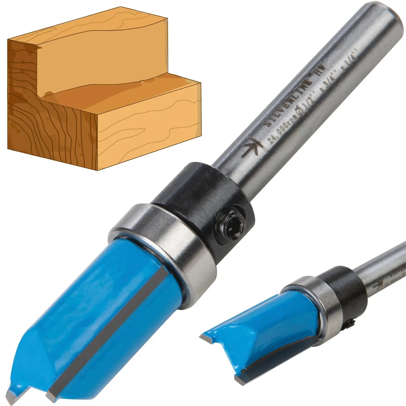Silverline 1/4" Shank TCT Template Cutter Router Bits