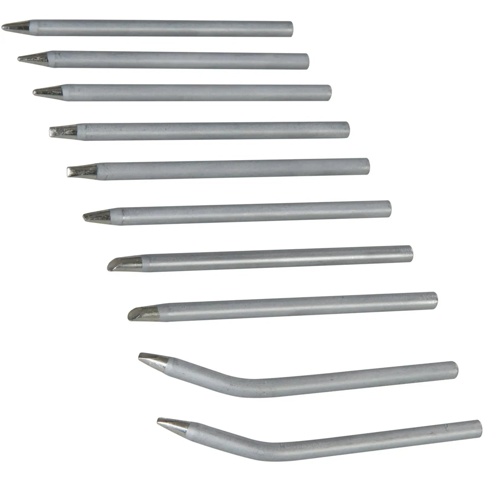 Silverline 10 Pack 40W Soldering Iron Tips Set Point Bent Chisel Cut Off