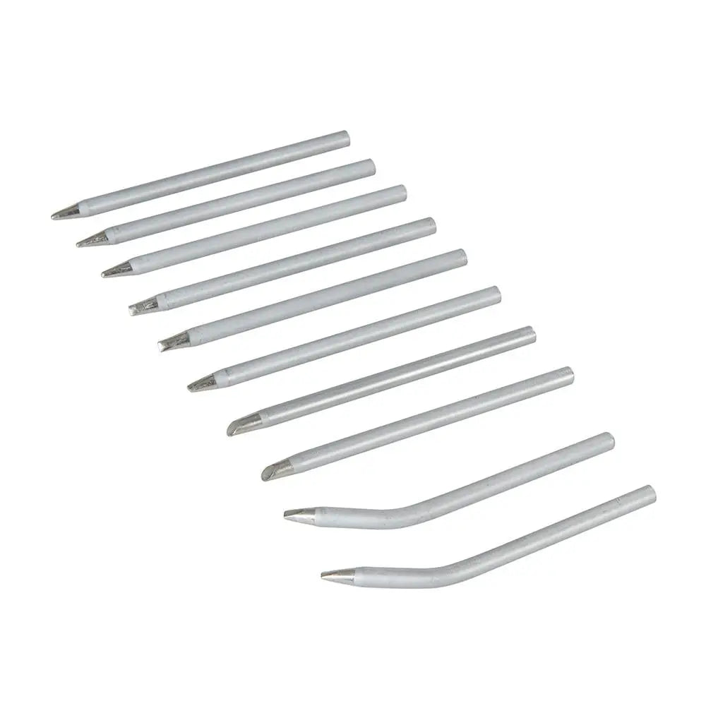 Silverline 10 Pack 40W Soldering Iron Tips Set Point Bent Chisel Cut Off