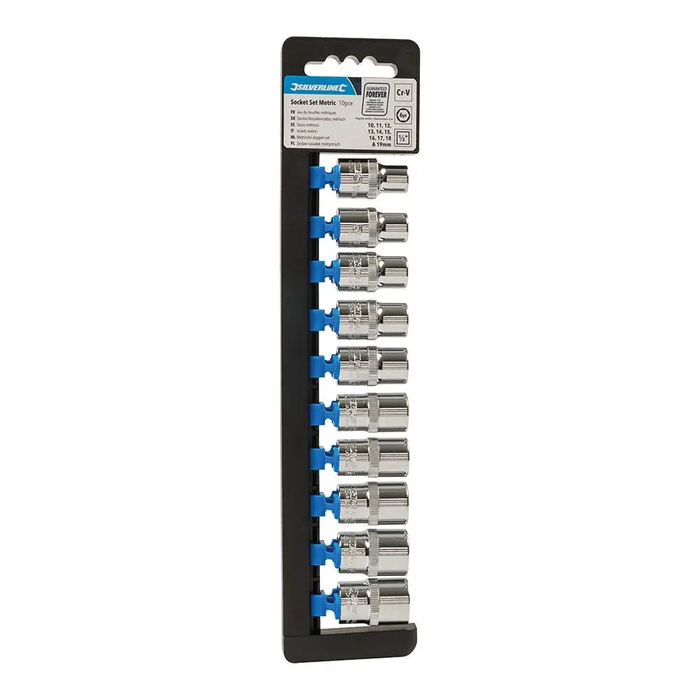 Silverline 10 Piece 1/2" Drive Metric Socket Set 10-19mm Garage Mechanic Engineer