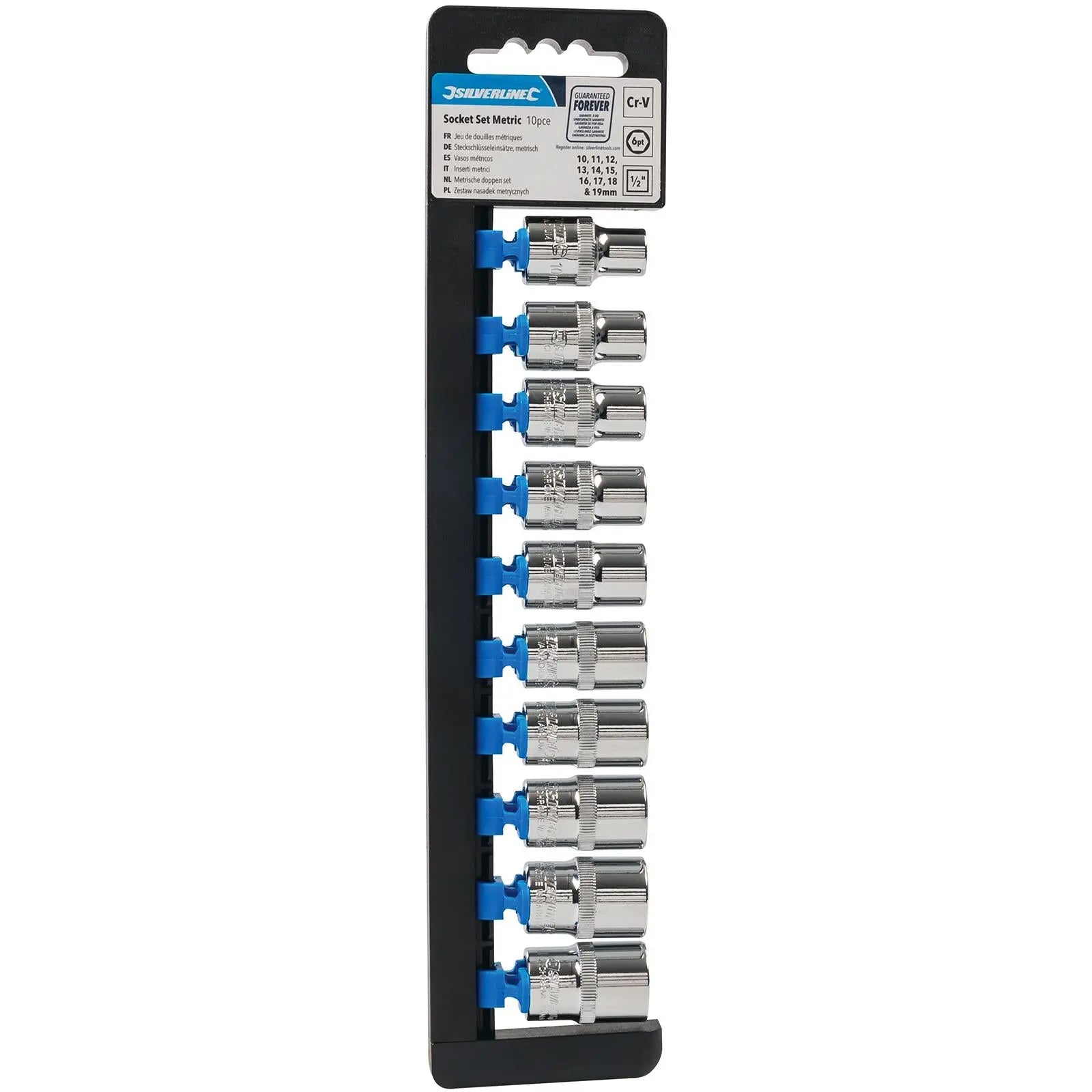 Silverline 10 Piece 1/2" Drive Metric Socket Set 10-19mm Garage Mechanic Engineer
