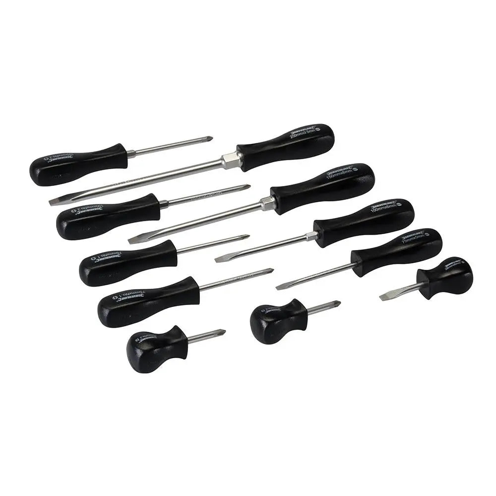 Silverline 11 Piece Mechanics Screwdriver Set Slotted Phillips Pozi 38-200mm