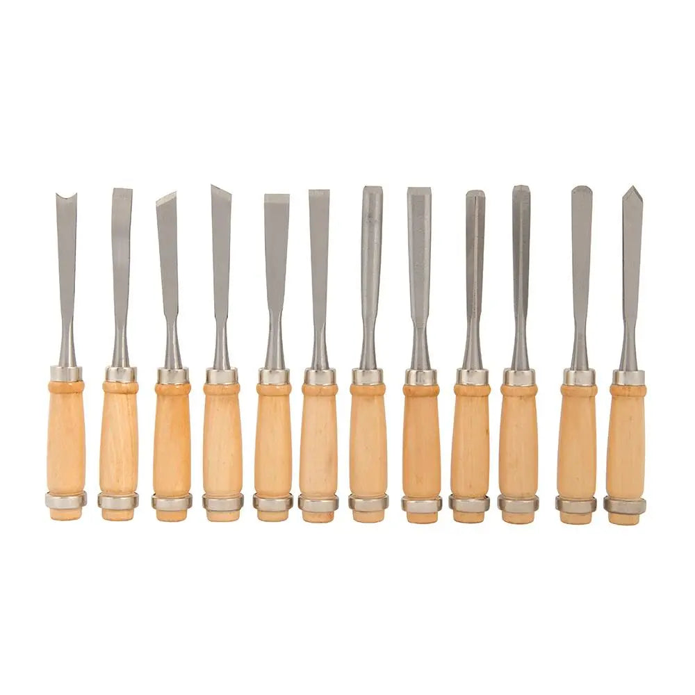 Silverline 12 Piece 200mm Precision Wood Carving Chisels Woodwork