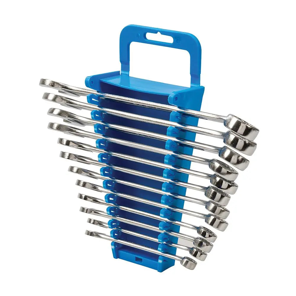 Silverline 12 Piece Combination Spanner Set 8-19mm Open End Hex Storage Rack
