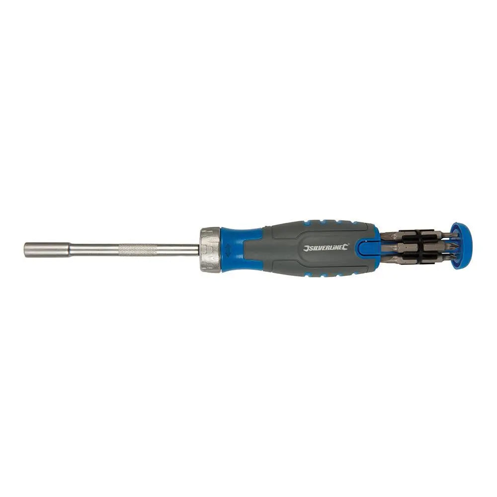 Silverline 12-in-1 Multi-Bit Ratchet Screwdriver 930569 White Rose Tools