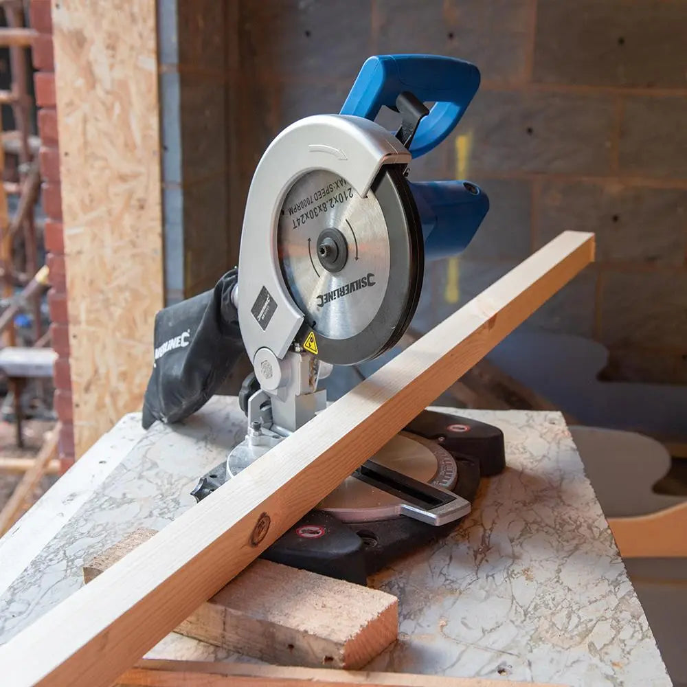 Silverline 1400W Compound Mitre Saw 210mm 262705  White Rose Tools