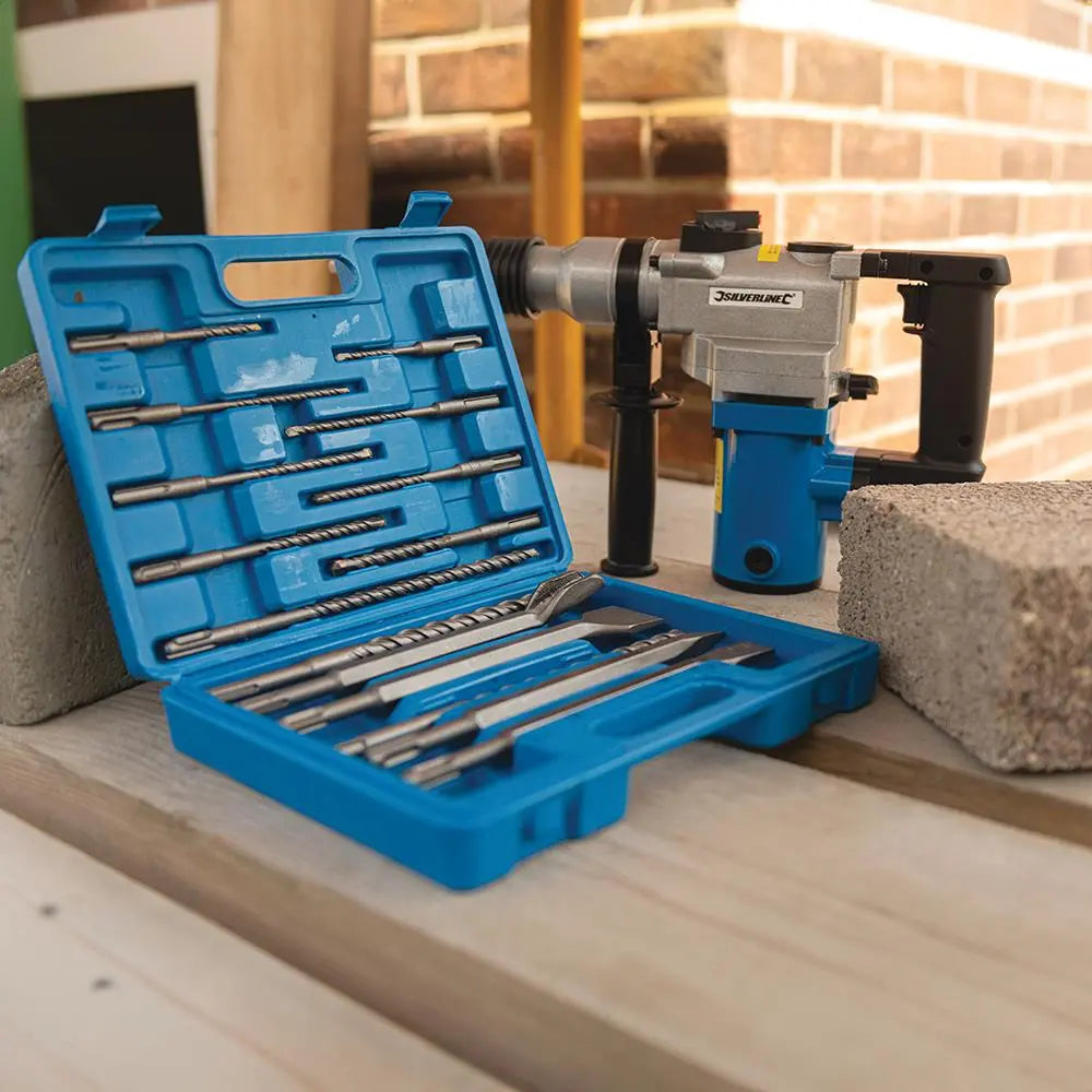 Silverline 15 Piece SDS+ Masonry Drill & Steel Set Chisel Bit Set Steel 5.5mm-16mm